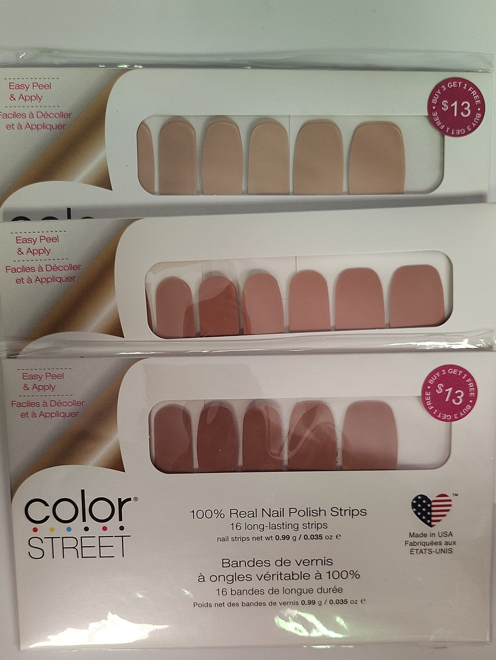 Color Street Neutral Nude Nail Strips - 3 Pack